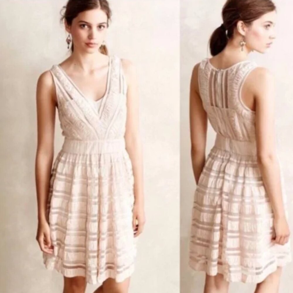 Anthropologie Yoana Baraschi Cream Ruben Sleeveless Dress - Size 12